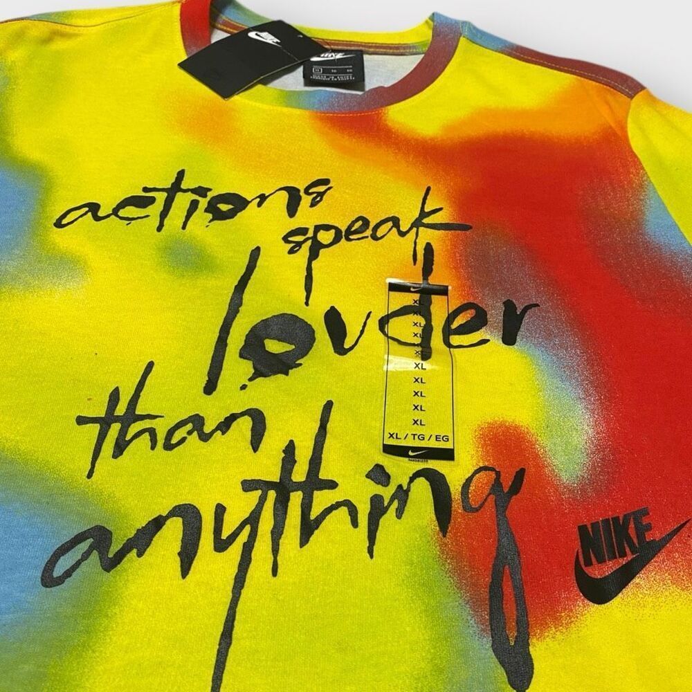 Nike Actions Speak Louder Than Anything Tie Dye T-Shirt Mens size XL CQ7173-100 - Picture 3 of 11